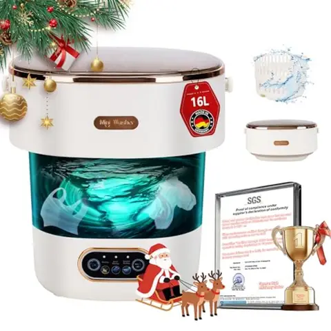 5.0 New Upgraded Portable Washing Machine 16L Mini Foldable Washer [SGS certified German high-efficiency motor] [Hidden UV-C cl