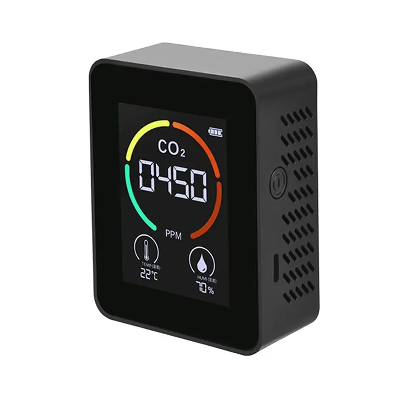

AT29-5X Air Monitor CO2 Carbon Dioxide Detector Air Quality Temperature Humidity Monitor Quick Measuring Meter For CO2, Black