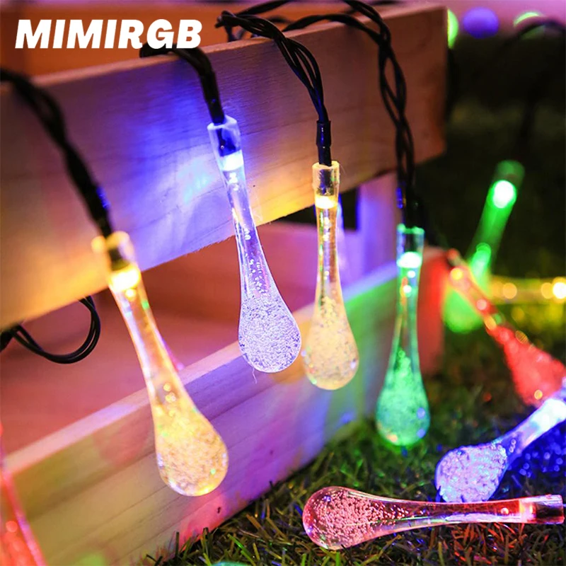 

Outdoor Solar Garland Lamp Decoration LED Light Water Droplet String Lights Decoration for Christmas Wedding Party Garden