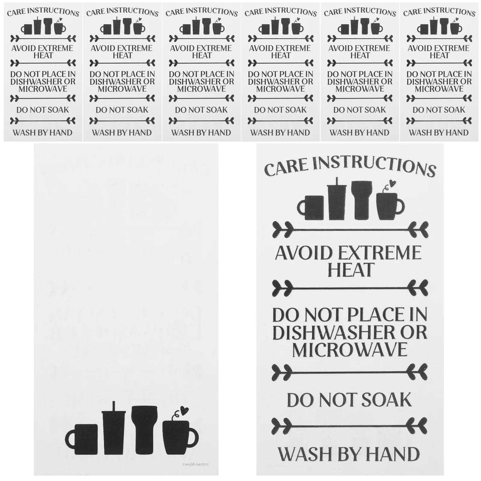 30 Pcs Care Instruction Card Tumbler Cards Clean Small Business Supplies Cup Instructions Paper Cleaning Glass Mug