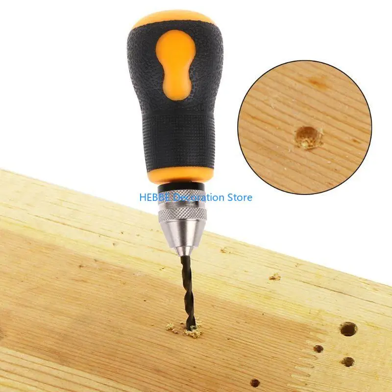B0KC 0.5-3.2mm Mini Manual Hand Drill Chuck Drill Bit Jewelry Woodworking Tool Craft