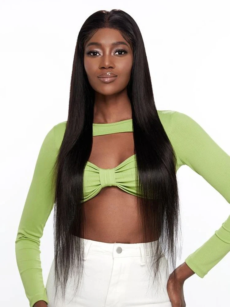 Straight 4x4 Lace Frontal Human Hair Wigs Straight 30 32 Inch Transparent Brazilian Lace Front Wig For Black Women