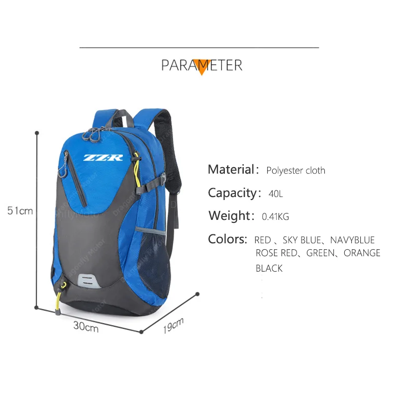 For Kawasaki ZZR250 ZZR600 ZZR1200 ZZR1400 ZZR 250 600 1200 1400 40L Large Capacity Waterproof Backpack Men/Women Ideal Hiking