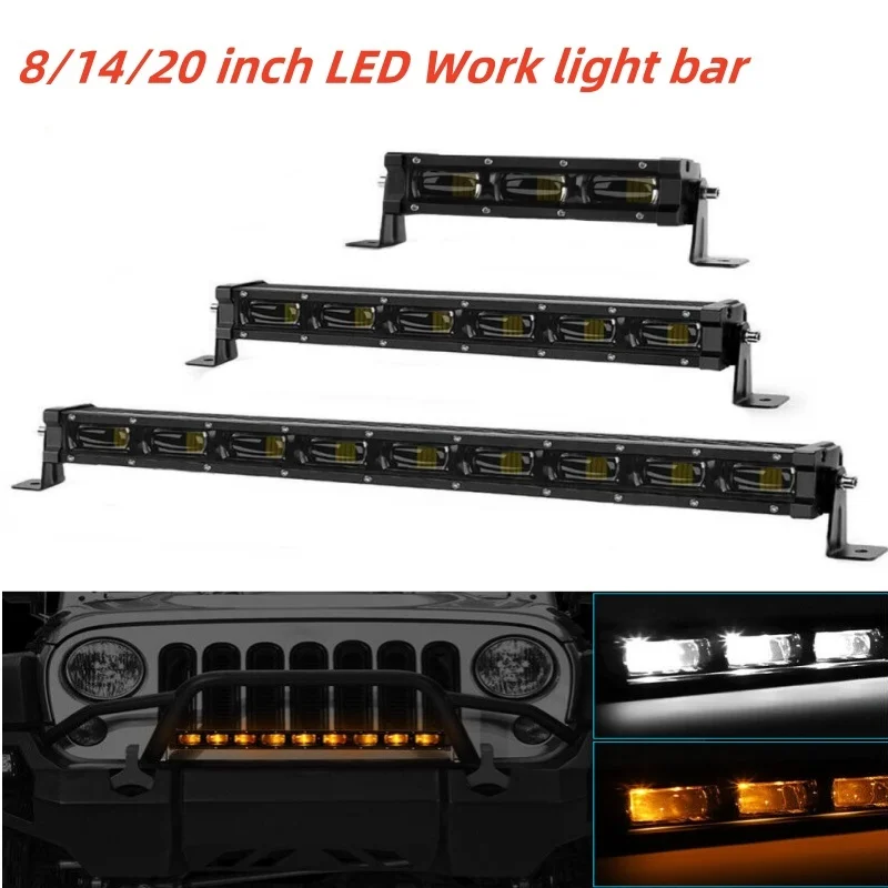 

8'' 14'' 20inch 6D lens Slim LED Light Bar 4X4 Off Road Truck Driving work Light Amber DRL fog lamp for Jeep Car SUV ATV 12V 24V