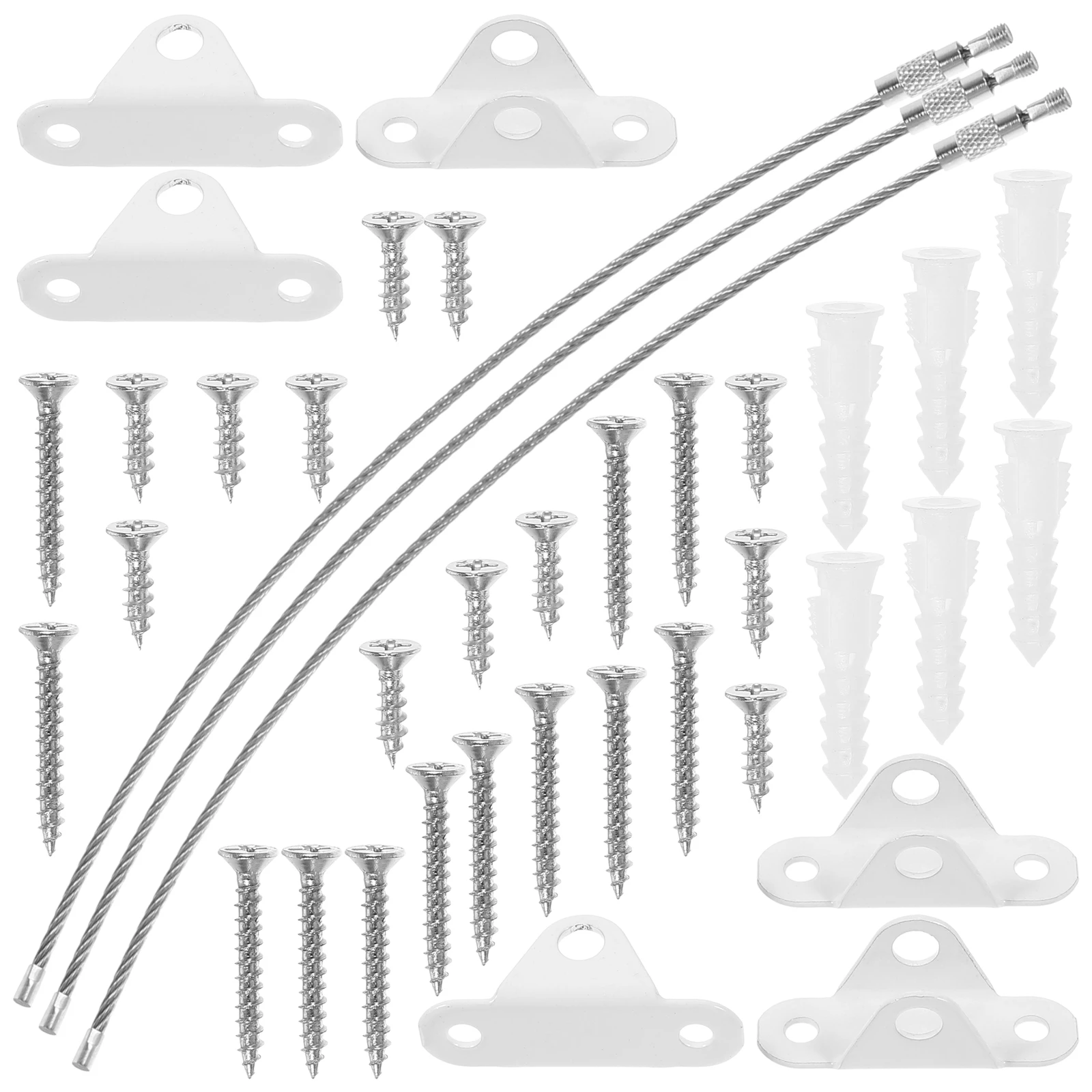 

3 set White Anti-tip Furniture Straps Kit Stainless Steel Ropes Durable Child-proof Cabinet Anchors Set Home Safety Hardware