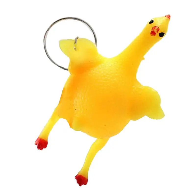 Cute Chicken Egg Laying Hens Crowded Stress Ball Keychain Creative Funny Spoof Tricky Gadgets Toy Chicken Keyring Key Chains