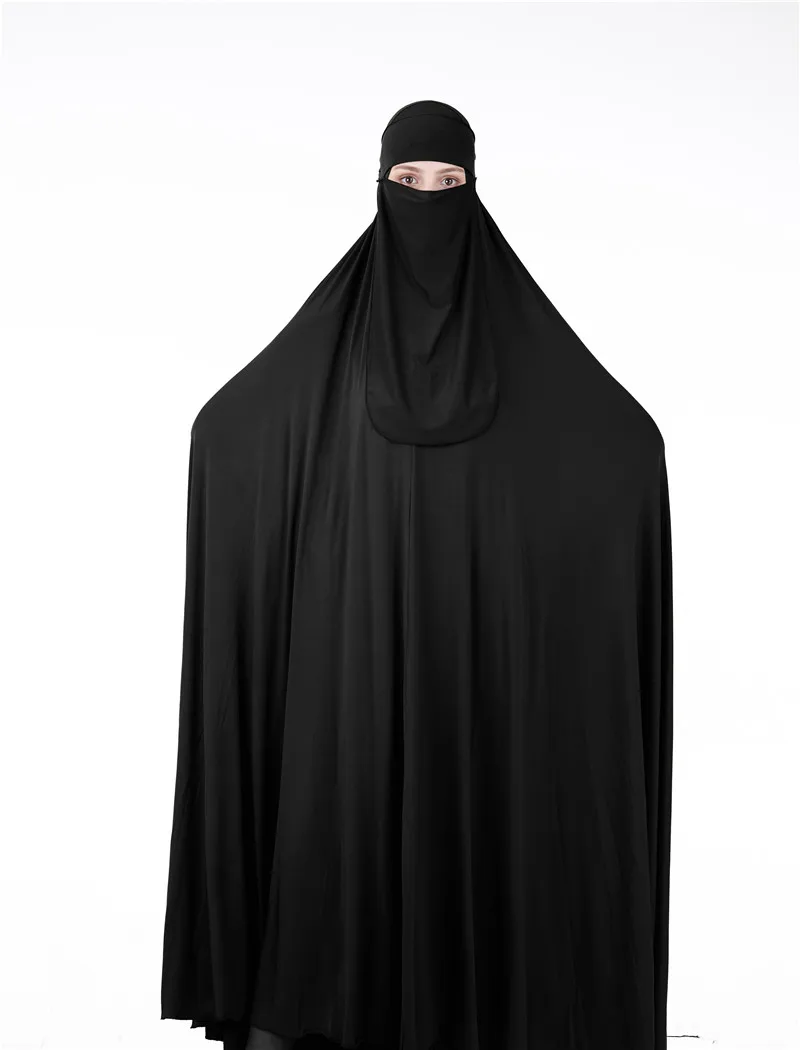 Kadınlar için müslüman başörtüsü elbise Abaya namaz Khimar ramazan Eid kapşonlu Robe Islam giyim siyah örtülü giydirin Niqab Djellaba Burka