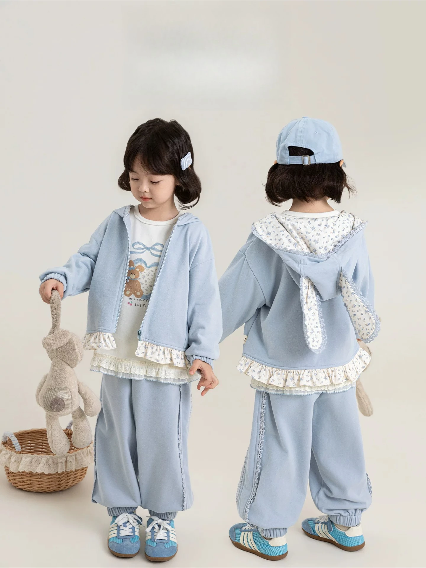 Kids girls fall two piece set new long sleeve sweet style outerwear soft comfy daily school outfit for baby girls 2-7 Years