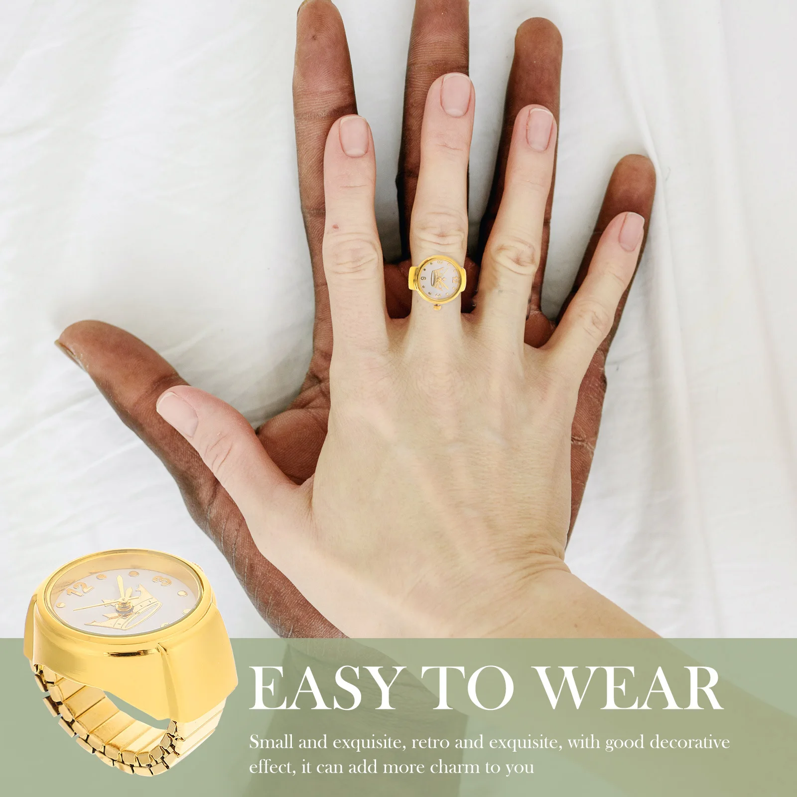 ساعة تاج دائرية بتصميم متدرج رائع وساعة إصبع مزخرفة مقاومة للاهتراء ومحمولة للحفلات #5