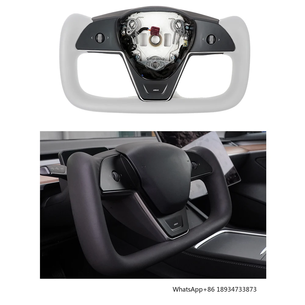 Upgrade Model X S Style Carbon Fiber Leather Yoke Steering Wheel for Tesla Model 3 Y Full Modification Accessories