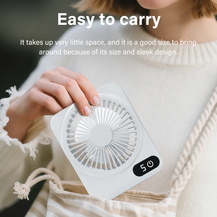 Portable 2-in-1 USB Charging Fan with Phone Holder Five Speed Settings Easy To Carry Suitable for Office and Dormitory Table Use