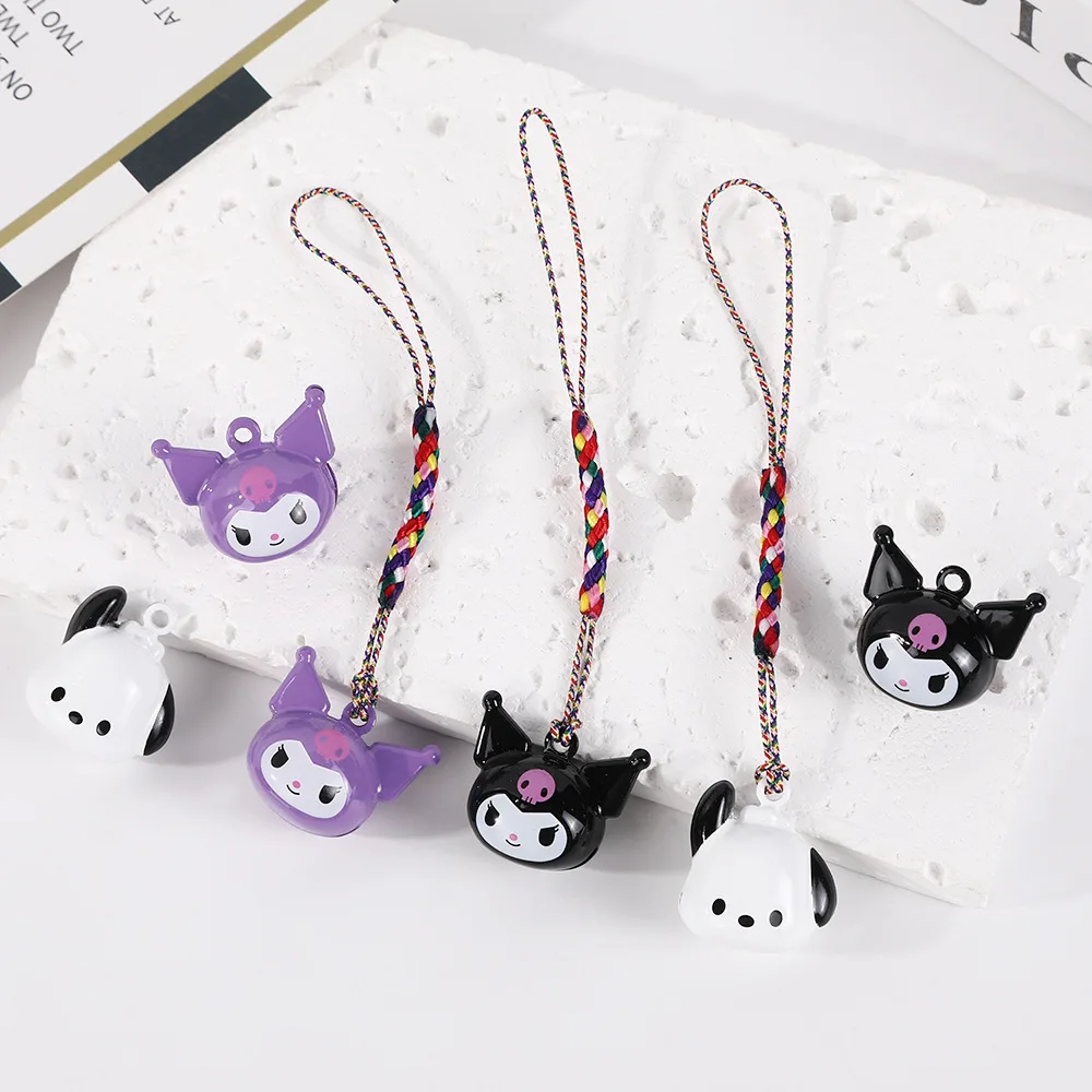 Cartoon Sanrio Pet Collar Bell Pendant Cute Kuromi Mobile Phone Case Keychain Copper Bell Pendant