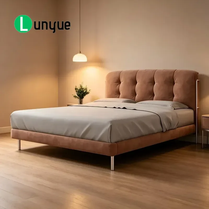 Modern Eco-Friendly King Queen Adjustable Chenille Upholstered Bed with Bubble Tufted Headboard for Bedroom Furniture