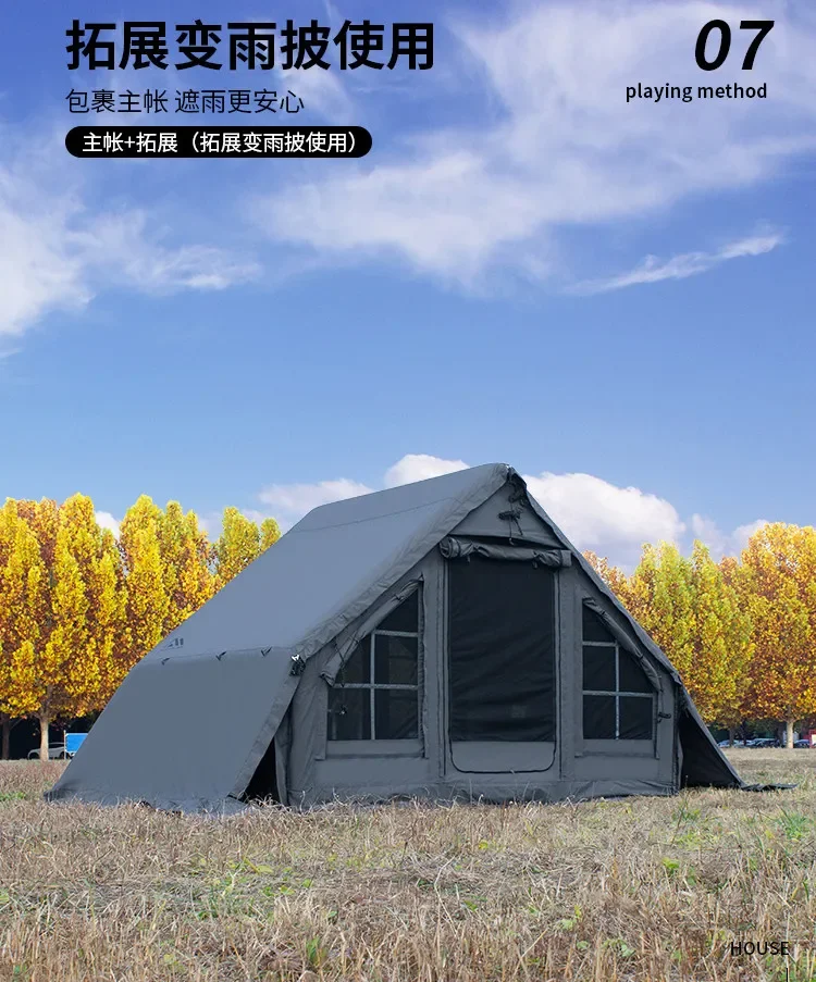 6.3 + 7.2 m2 cotton inflatable tent camping gray 6.3 flat outdoor fishing long ride