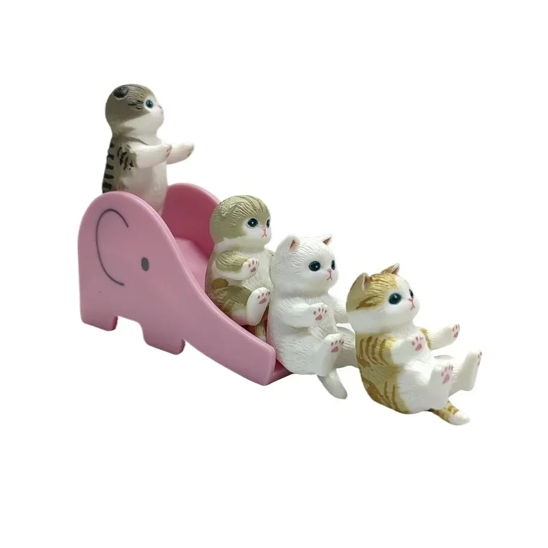 1PC Cat Park Series PVC Cat Slide Action Figure - Random Color Cute Display Or Play Toy