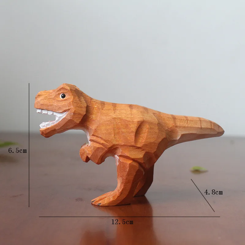 Handcarved Basswood Dinosaur Statue Creative Animal Craft Chinese Fengshui Lucky Home Kids Living Room Desk Decor Birthday Gift
