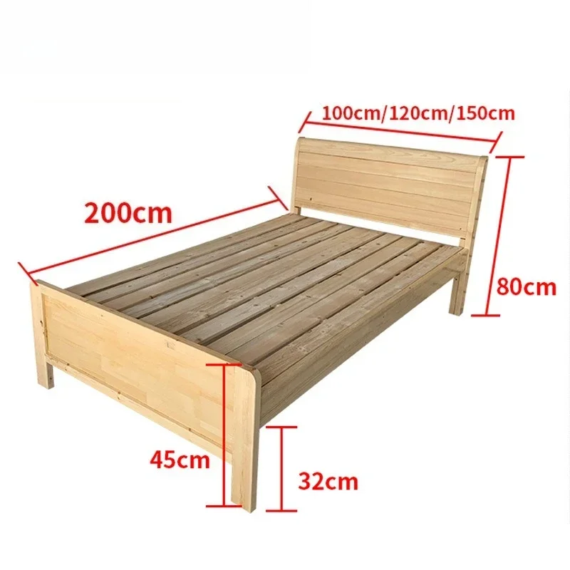 Household 1.2 meters, single, reinforced solid wood bed