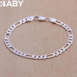 925 Sterling silver Bracelet 6mm chain Wedding nice gift solid for men women Jewelry fashion beautiful 20cm 8inch