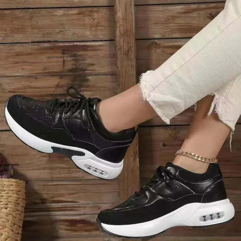 Vrouwen Mode Dikke Sneakers Vrouwen 2023 Herfst Platform Sportschoenen Vrouw Dikke Onderkant Veterschoenen Gevulkaniseerde Schoenen Plus Size