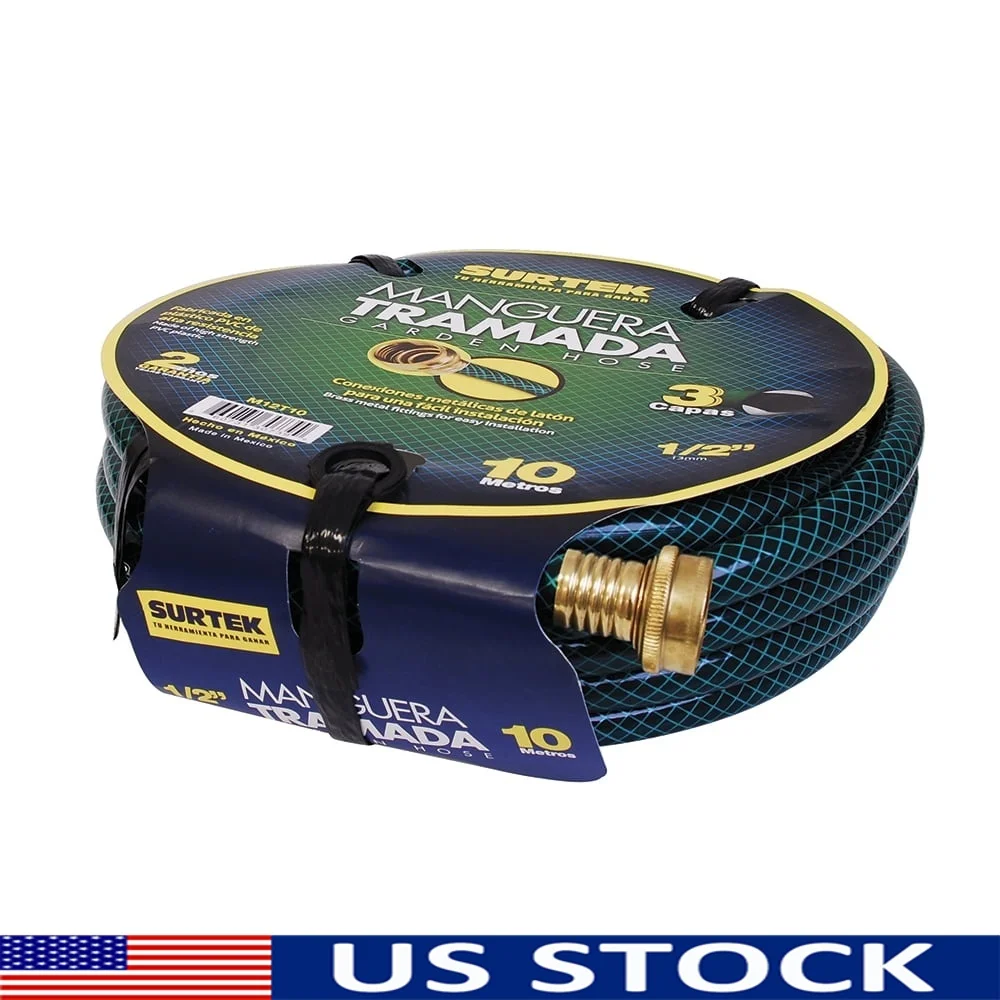 

Green Woven Garden Hose 1/2 Inch 25m Burst Resistant High Resistance Plastic Metallic Connector Home Commercial Use