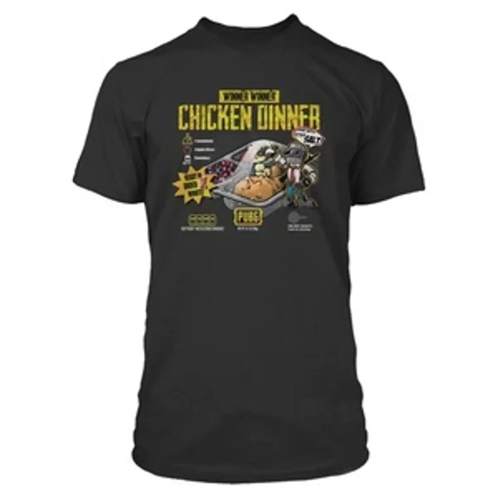 Playerunknown's Battlegrounds PUBG T Shirt Chicken Dinner Cuisine black vintage Washed Slightly Casual streetwear graphic