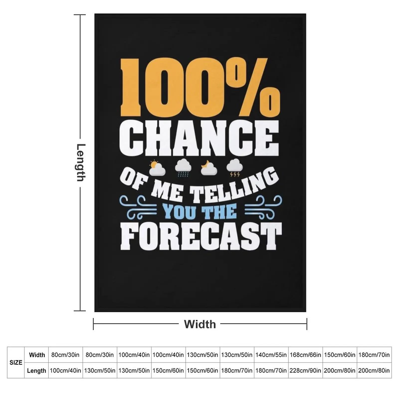100 Chance Of Me Telling You The Forecast Meteorologist Gift Throw Blanket couch cozy soft plush fuzzy picnic outdoor blanket