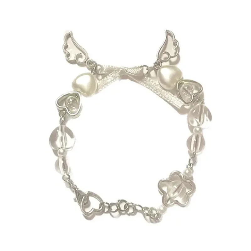 Handmade Bow Bracelet Y2K Coquettish White Fairy Tale Bracelet