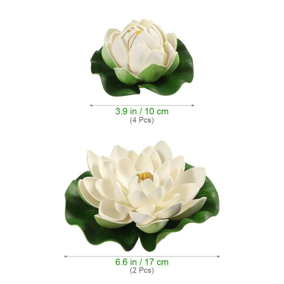 6pcs/set White Artificial Lotus Plastic Floating Plants Water Lily Fake Lotus Flower Leaf Pond Gardens Home Fish Tank Decor