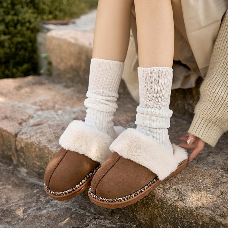 Zapatillas de casa Comwarm de piel de invierno para mujer, chanclas de dormitorio borrosas suaves y cómodas, zapatos cálidos de felpa de piel sintética, zapatillas de algodón esponjosas