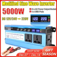 Modified Sine Wave Inverter 3000/4000/5000W Voltage Transformer 4 USB Ports LCD Display DC 12V/24V TO 220V Inverter Converter
