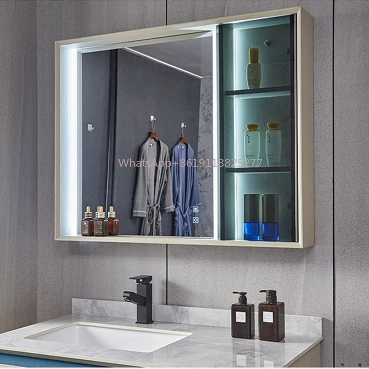 mirror vanity led mirror cabinet Manufactory bathroom aluminium glass door cabinet smart