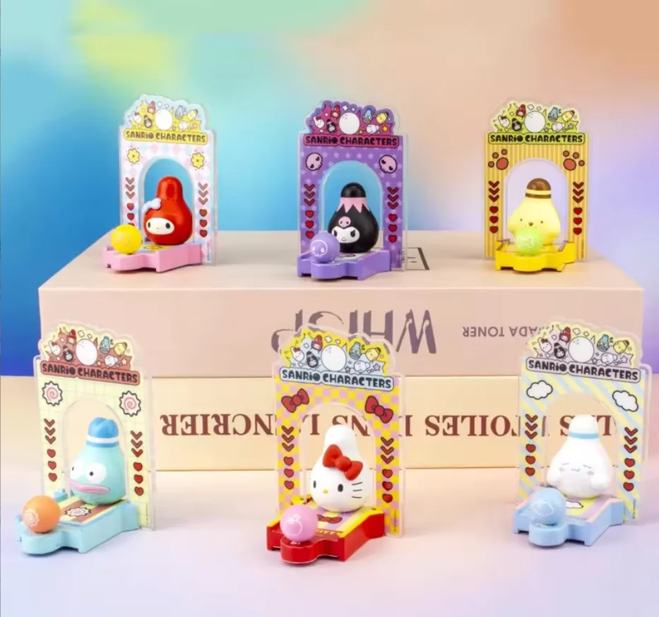 Sanrio Mini Figures Blind Box Bowling Model, Hello Kitty Cute Desk Decor, Collectible Ornament, Fun Game Accessory, Gift