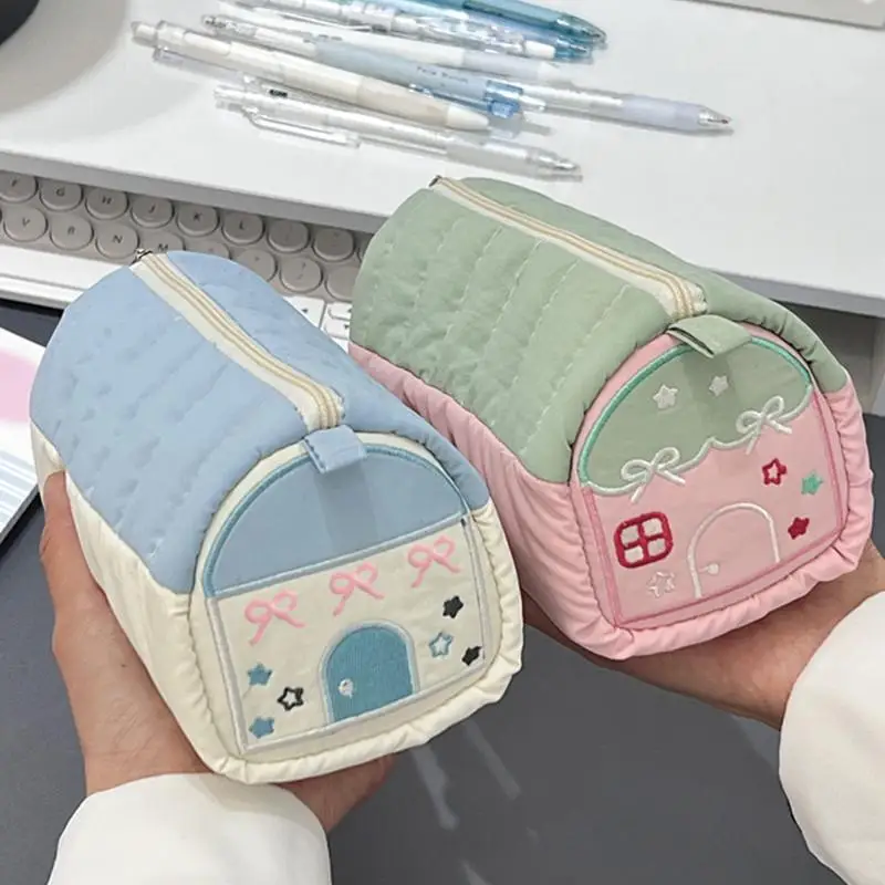 Creative Pink Little House Pencil Case Student Large-capacity Multi-layer 3D Pencil Bags Super Soft Stationery Storage Bag