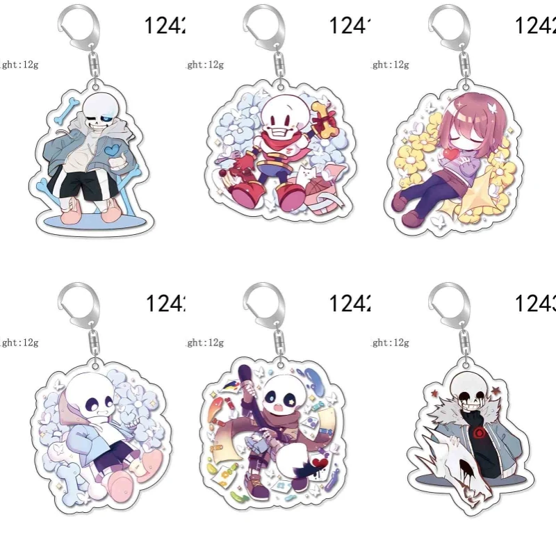 لعبة أنيمي Undertale فريسك Sans Toriel البردي Undyne سلسلة مفاتيح مصنوعة من الأكريليك llavero أنيمي المشجعين مهرجان الهدايا مصنع بالجملة 6 سنتيمتر