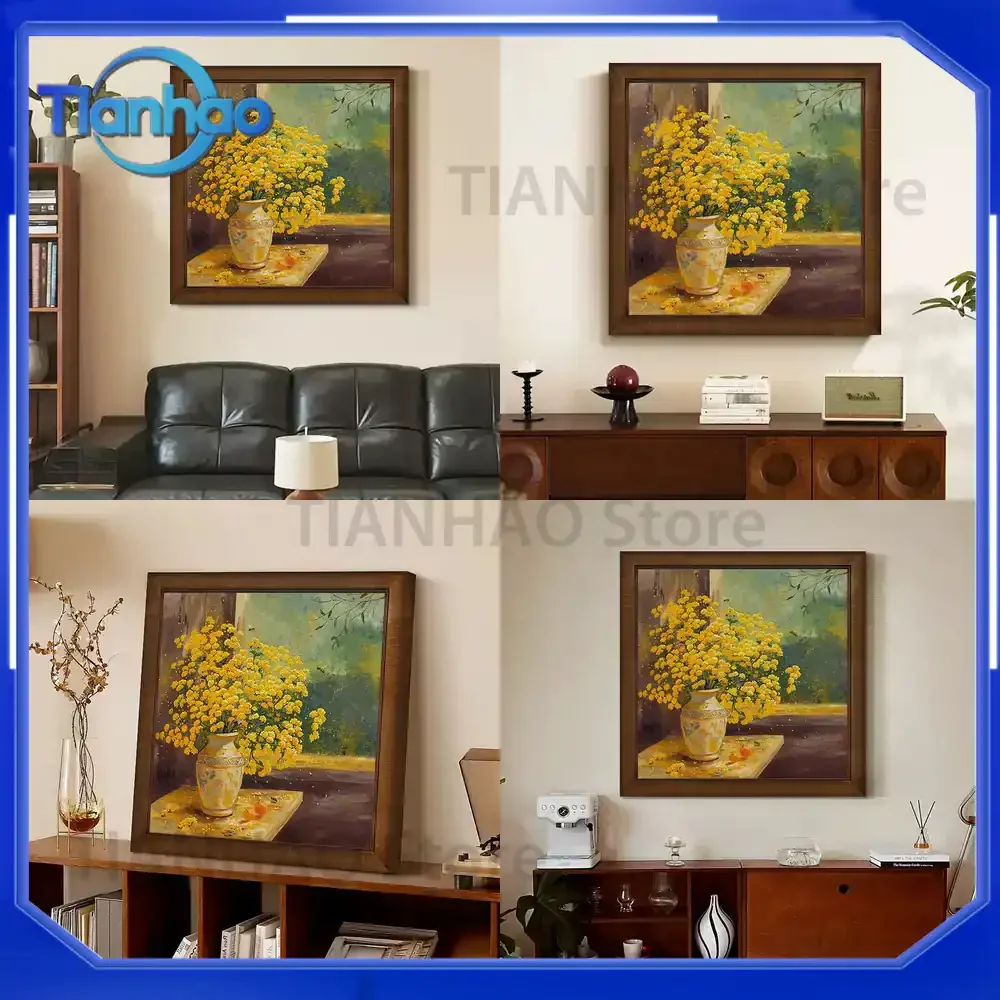 Hand-painted Oil Painting for Living Room Dining Room Decor with Harvest Theme Persimmon Design Vintage Texture Wall Art