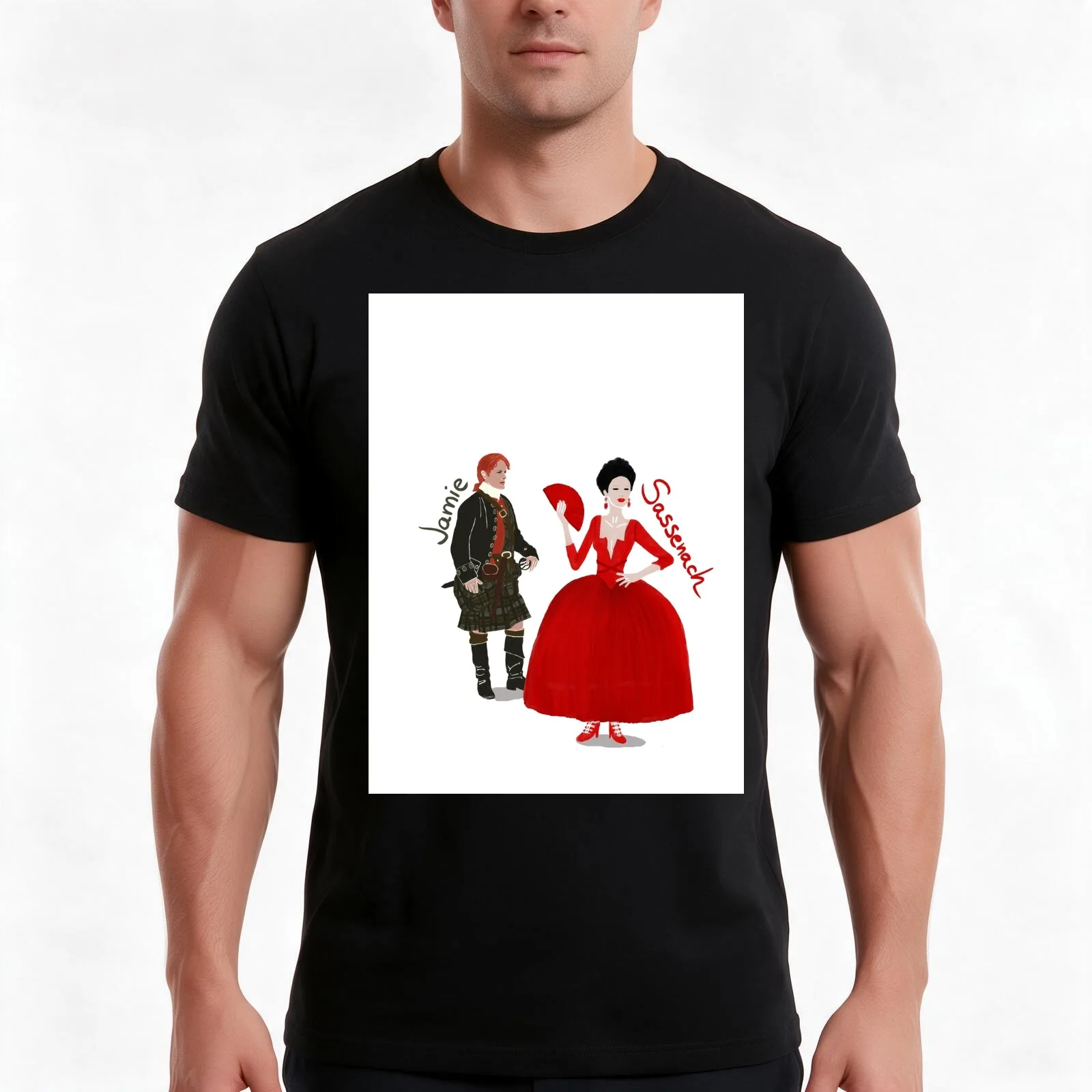 Sassenach and Jamie Fraser Outlander T-Shirt Summer Casual Cotton Tee Oversized Streetwear Tops Vintage Graphic Print