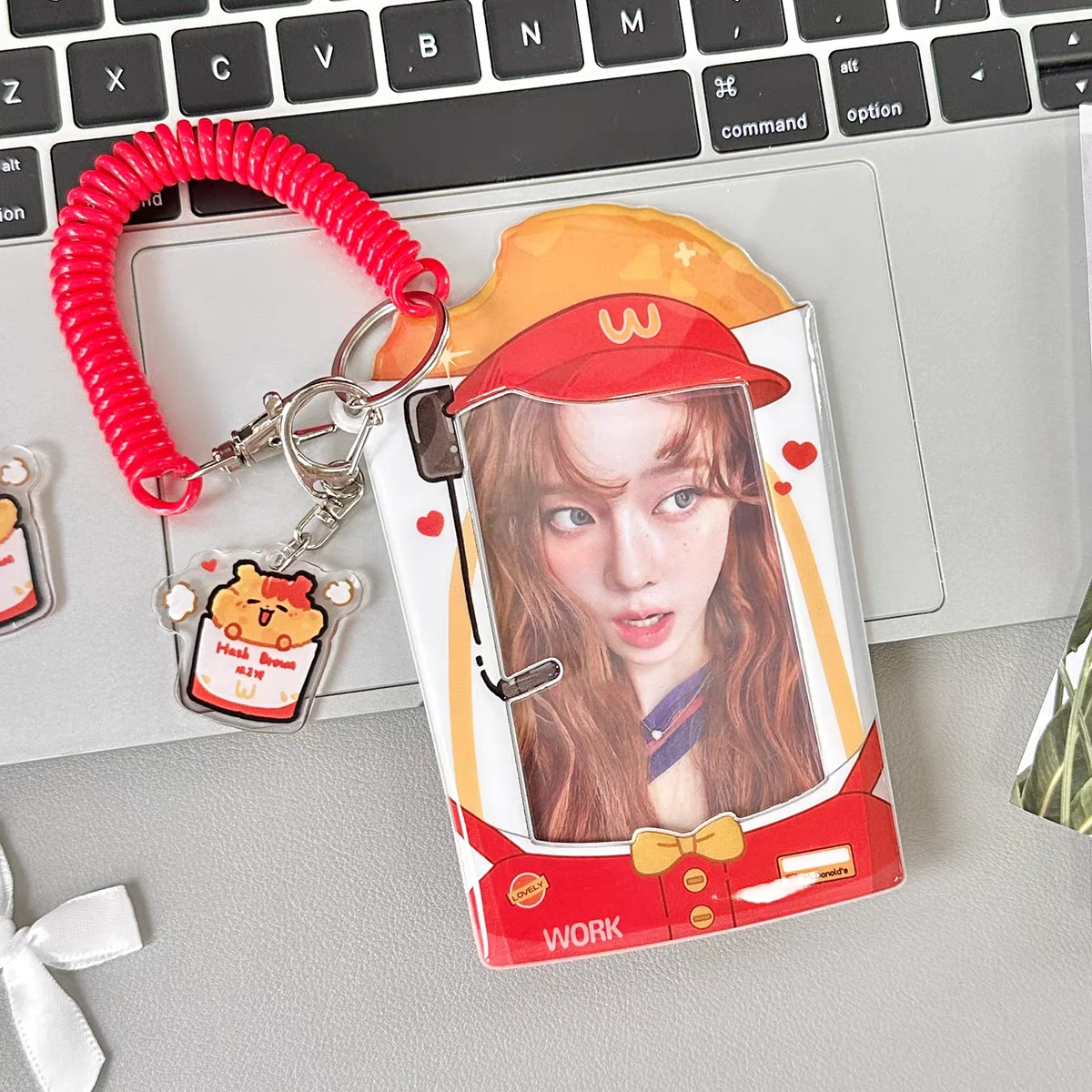 

Cute Hamburg 3 inch Kpop Photocard Holder Kawaii Potato cake Corn sandwich Photo Card Holder Bag Pendant School Stationery