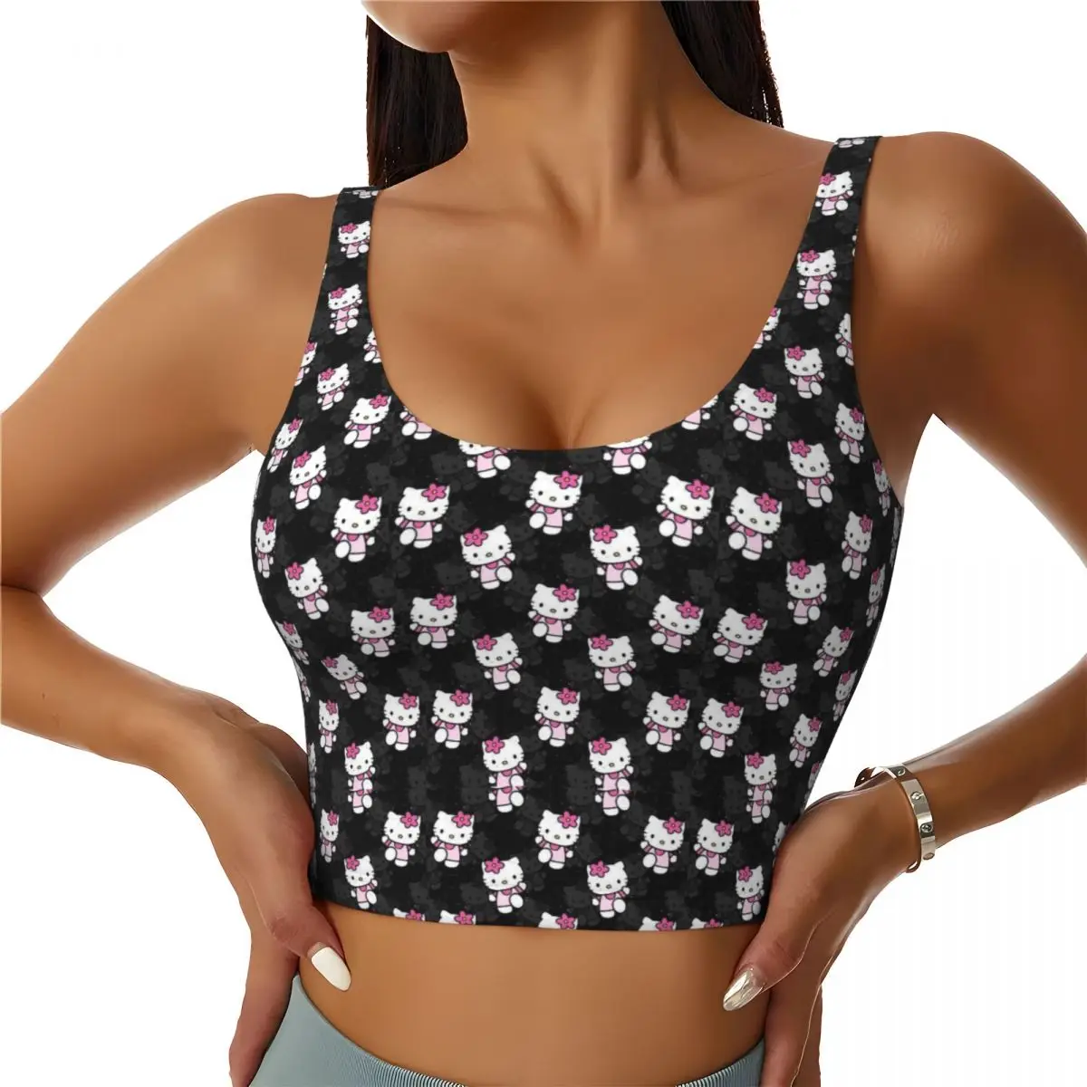 

Custom Sanrio Hello Kitty Sports Bra Women's High Impact Workout Yoga Crop Top