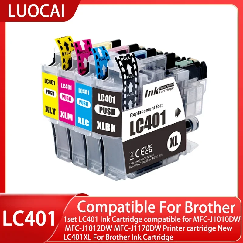 1set LC401 Ink Cartridge compatible for MFC-J1010DW MFC-J1012DW MFC-J1170DW Printer cartridge New LC401XL Brother Ink Cartridge