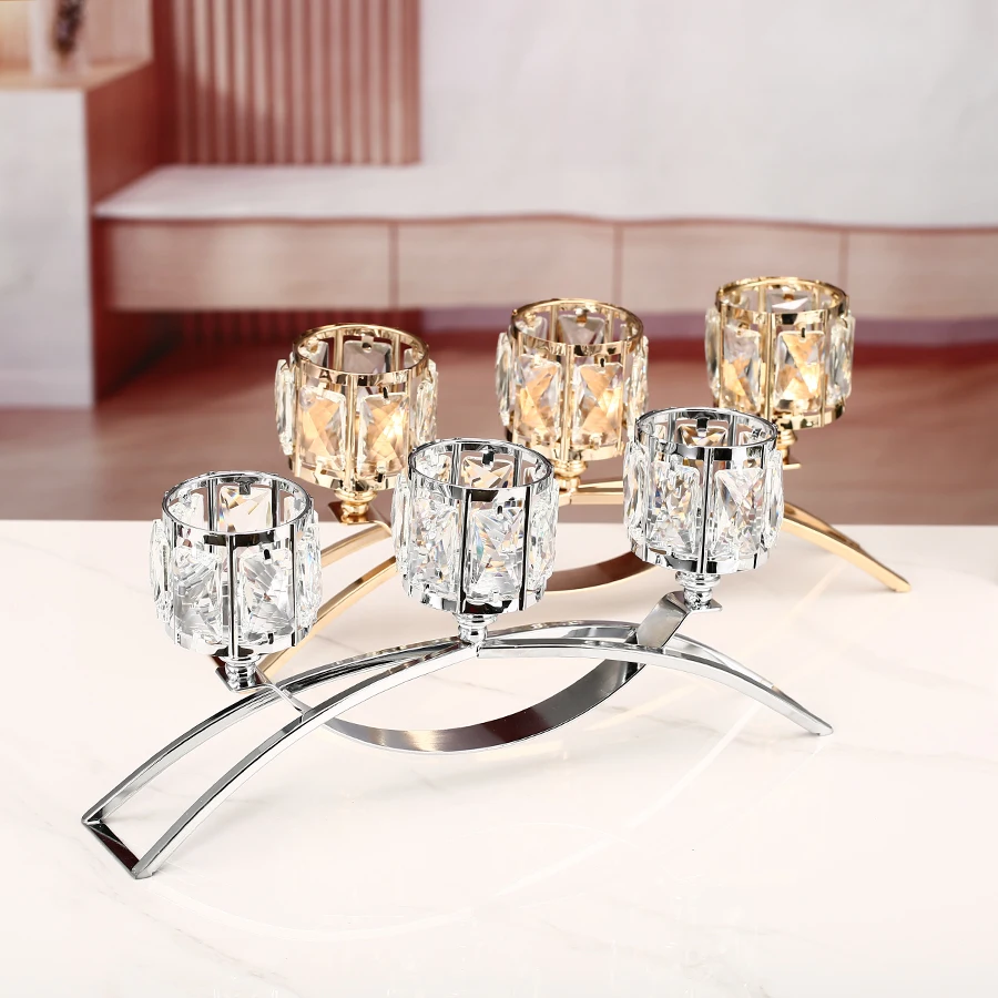 1pc 3 Arms Crystal Candle Holders Bowls Tealight Candelabra - Votive Candle Holder Ornaments Candlesticks Candle Centerpieces