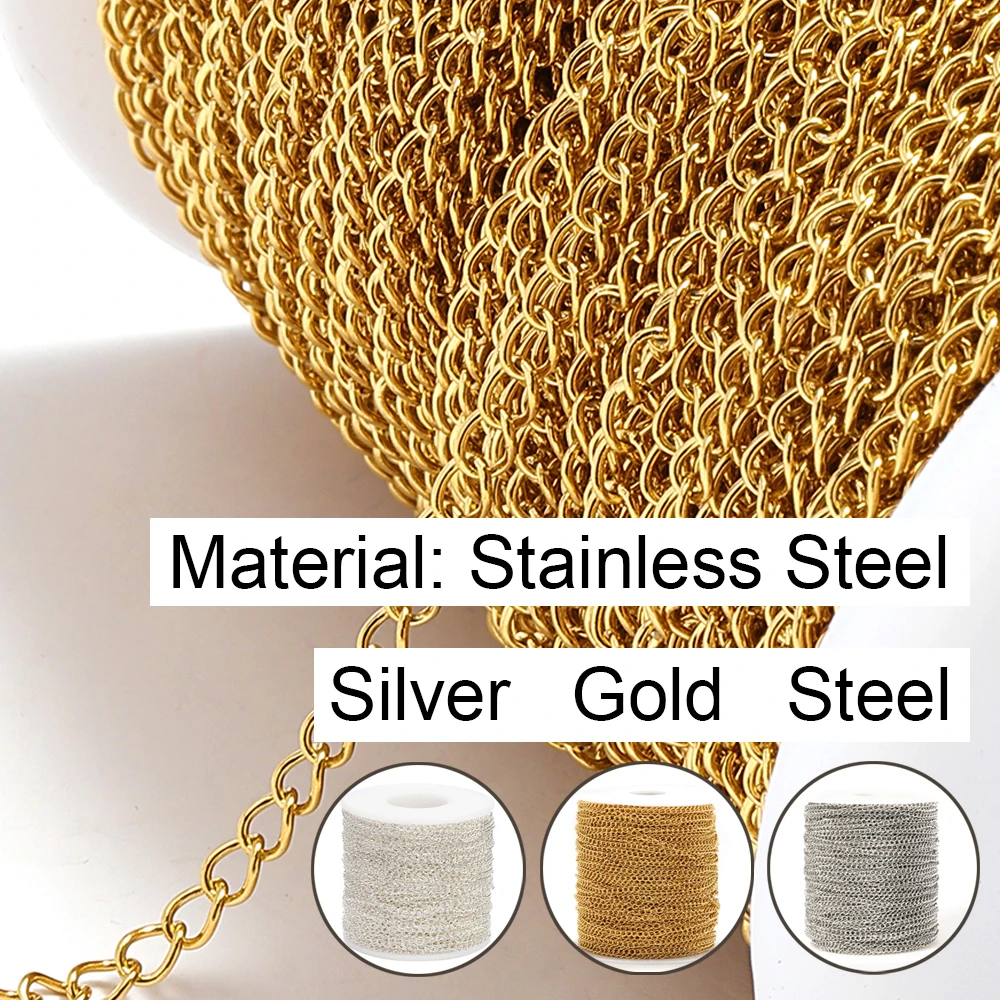2Meters Stainless Steel Extension Chain 2/3/4mm Tail Chain for DIY Necklace Bracelet Clothing Jewelry Making Accessories Crafts view 6