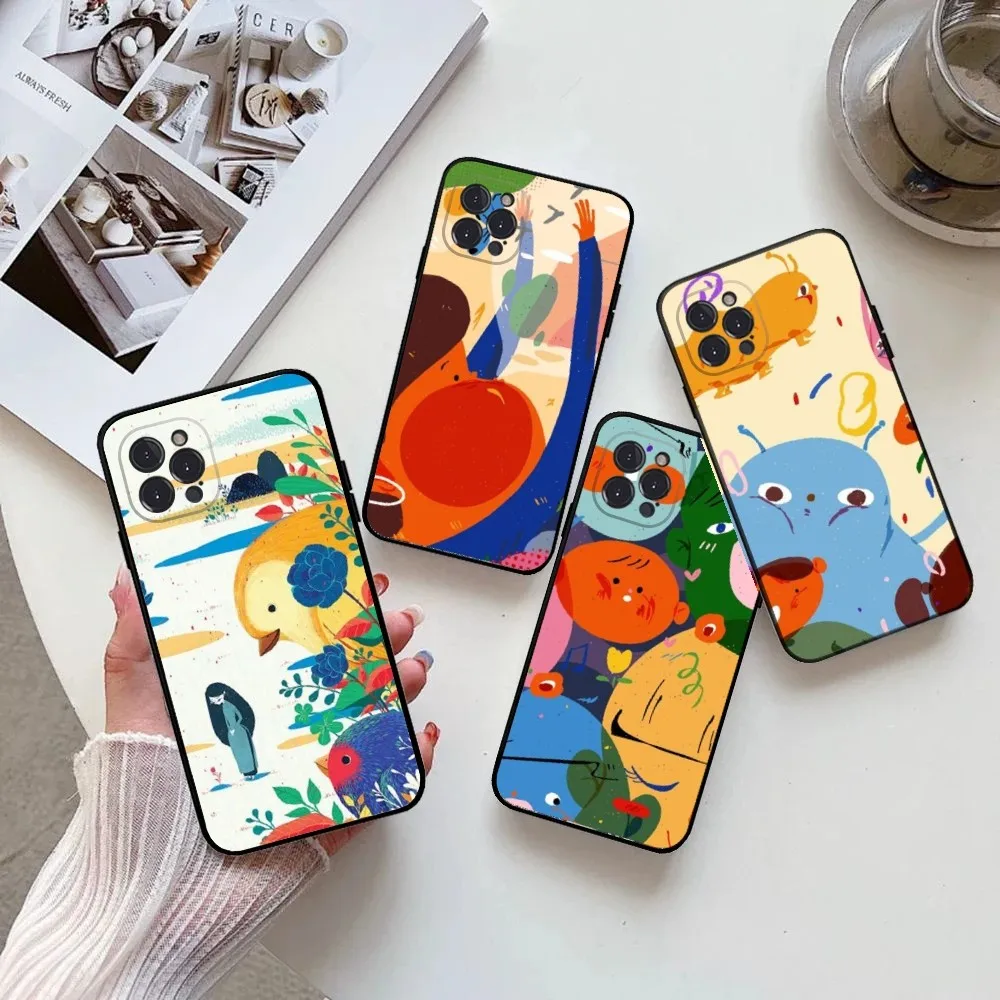

Illustrations with great colors Phone Case for IPhone 15,14,13,12,11 Pro Max Mini 8,7 Plus SE2 X XR XS MAX Silcone Soft Covers