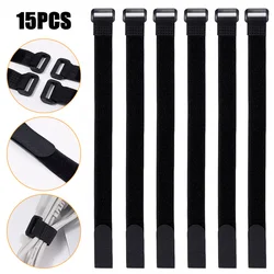 15PCS Reusable Elastic Fastening Cable Ties Hook Straps Elastic Hook Loop Fastener Strap Cable Management Wire Organizer Wrap