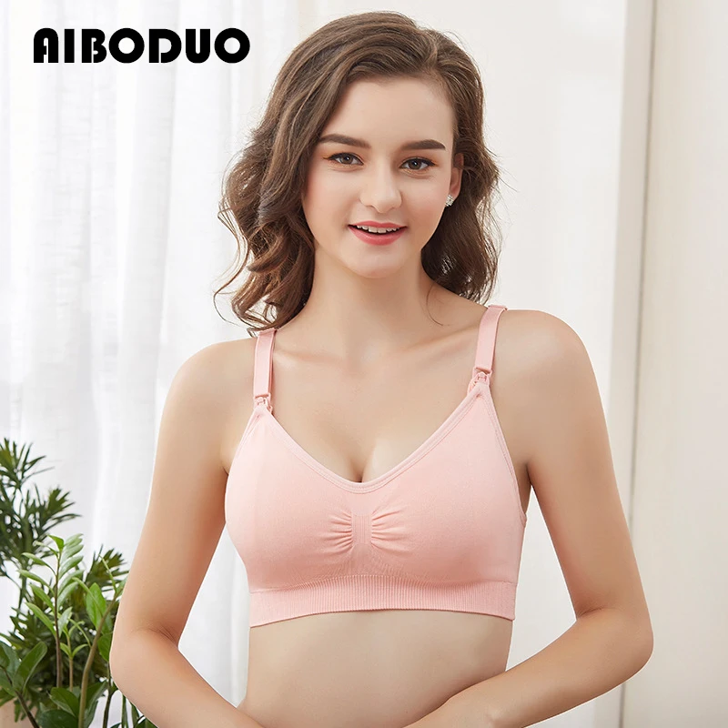 Roupas de enfermagem sem fio para mulheres grávidas, Sutiã de algodão, Sutiã amamentando, Gravidez Breast Sleep Underwear