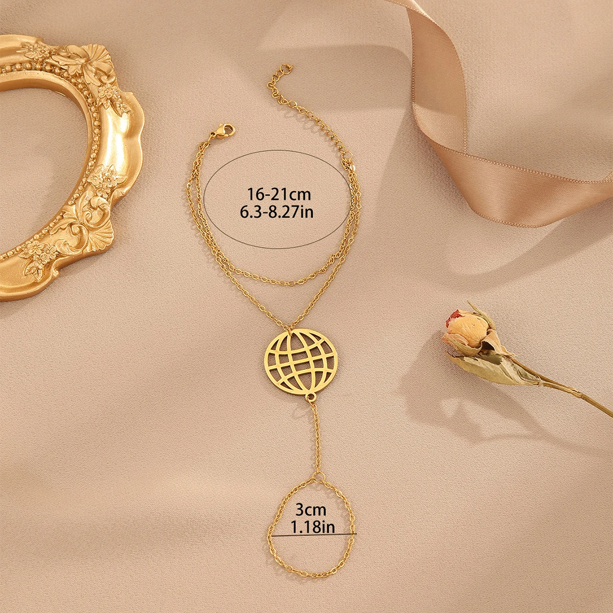 كينيتيال الأرض البنصر سوار الفولاذ المقاوم للصدأ سلسلة اليد سوار متصلة الاصبع للنساء الفتيات مجوهرات بسيطة