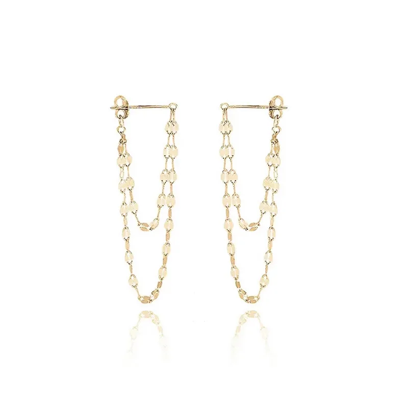 2024 New Minimalist Niche Design Long Flash Chain Tassel Chains Hanging Earrings for Women Fashion Party Jewelry