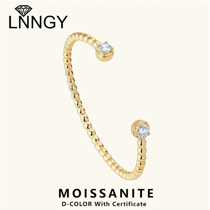 

Lnngy Bead Moissanite Bracelet Exquisite Adjustable Cuff Bracelets For Women Girls 925 Sterling Silver Hand Chain Jewelry Gift