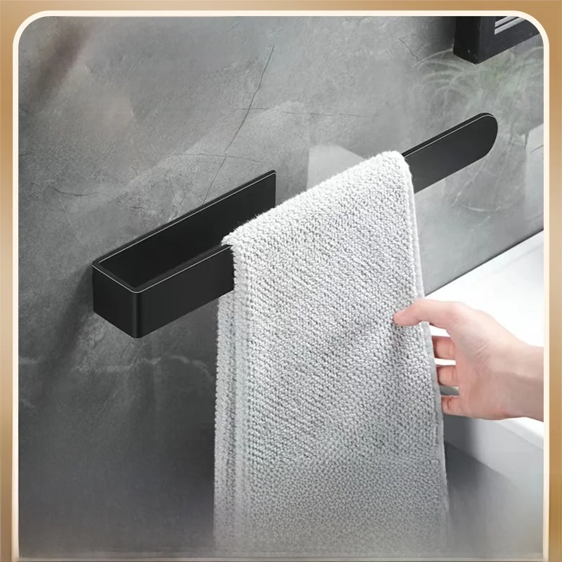 Bathroom Towel Rack Wall Mounted Storage Shelf No Drilling Single Layer Towel Bar Organizer Creative Design Ladies T-Shirt