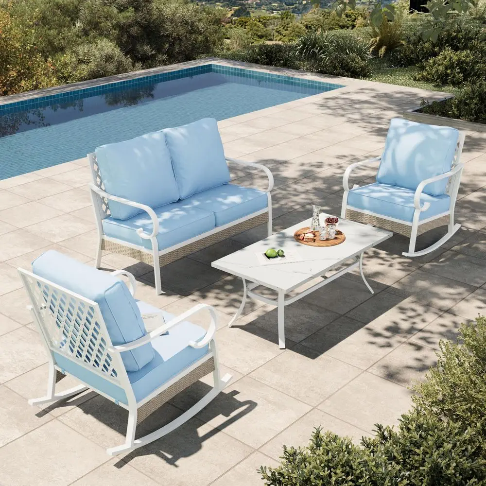 

Piece Patio Furniture SetOutdoor Rattan Wicker Sofa with Patio Chairs Outdoor Furniture for Porch Garden Backyard PoolsideBrown