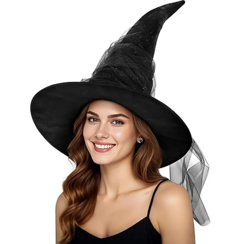 

Women's Hats Halloween Bat Spider Horror Black Pleated For Girl Witch Hats Cosplay Funny Party High-quality Tassel Caps